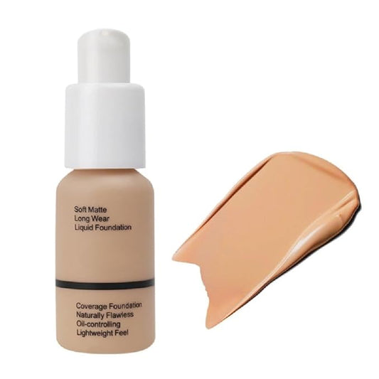5 Colors Liquid Foundation with Concealer, Brightening, Moisturizing, Oil Control (Buff Beige, 4)