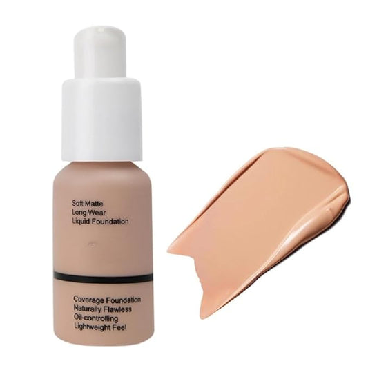 5 Colors Liquid Foundation with Concealer, Brightening, Moisturizing, Oil Control (Warm Peach, 3)