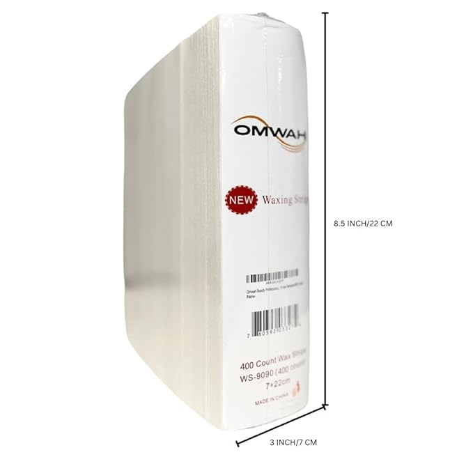 Omwah Beauty Facial and Body Non Woven Epilating Wax Strips Large 3 x 9 Hair Removal 400 Count
