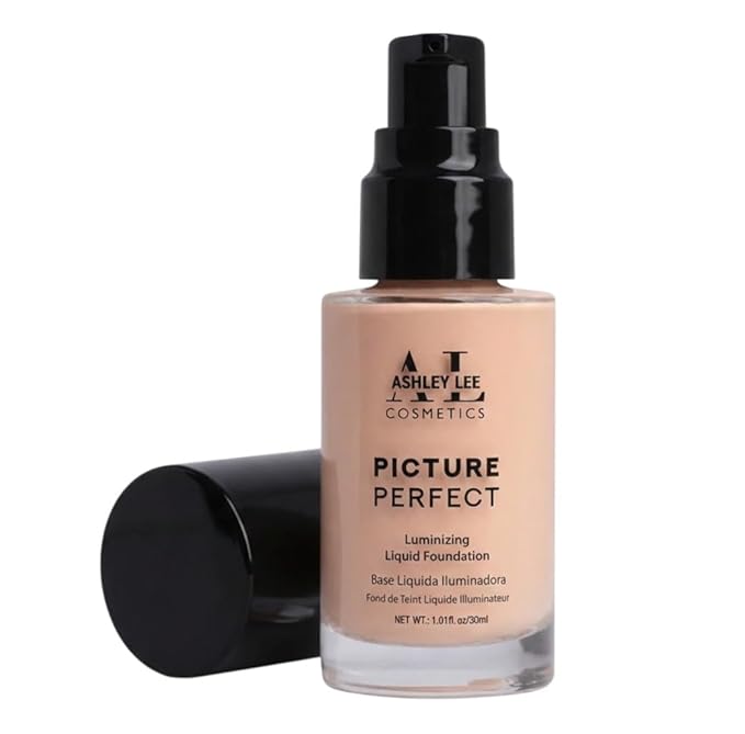 Ashley Lee Picture Perfect Luminizing Liquid Foundation – Lightweight Buildable Coverage, Natural Radiant Finish, Long-Lasting, Smooth Blend, Cruelty-Free, Glass Bottle (8. Praline)