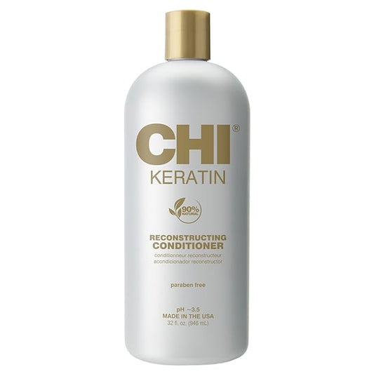 CHI Keratin Reconstructing Conditioner, Delivers Healthier Hair, Adds Shine & Helps Prevent Future Breakage, Sulfate, Paraben, & Cruelty-Free, 32 Oz