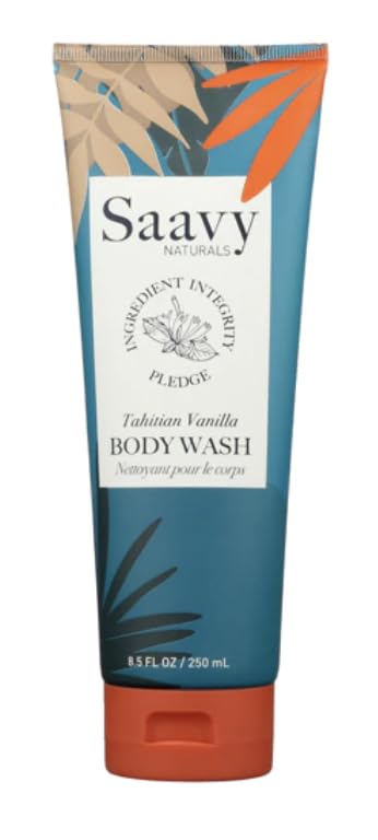 Body Wash Tahitian Vanilla Saavy Naturals Plant-Based Ingredients-Made In USA - Sensitive Skin Body Wash, Organic & Vegan Formula With Coconut Oil, Shea Butter, And Aloe Vera - 8.5 Fl Oz,