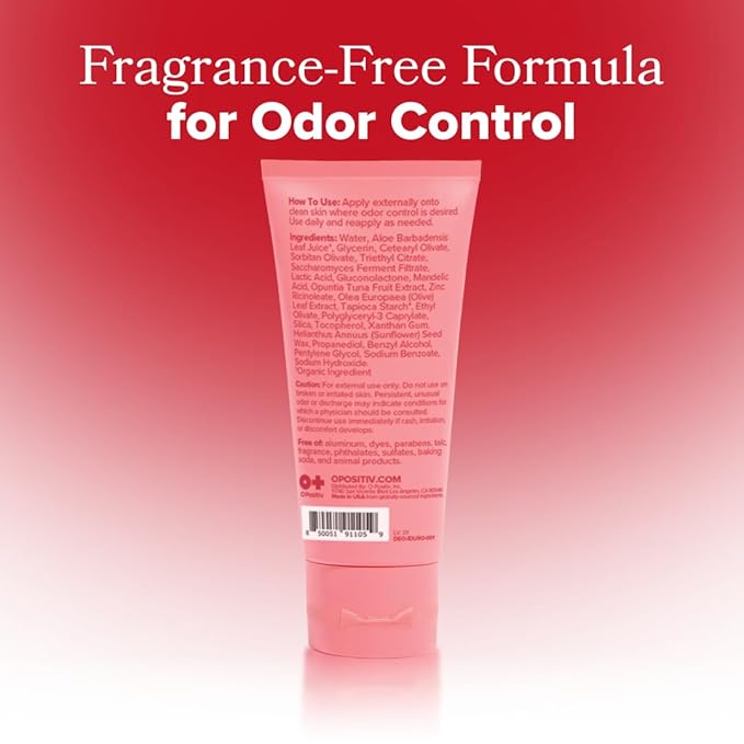 O Positiv URO Intimate Whole Body Deodorant Cream – Dermatologist Tested, Hypoallergenic, Non-irritating, Aluminum Free, Unscented, Dries Clear – Odor & Moisture Control, Anti-Chafing – 3 Oz Tube