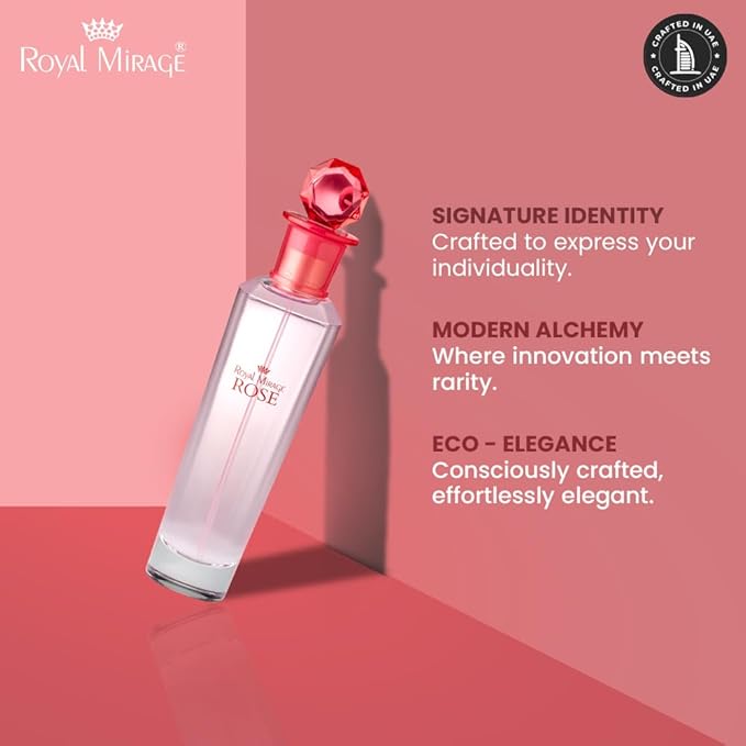 Royal Mirage Rose Eau de Toilette for Women - Premium Floral Fruity Perfume 100ml with Peach & Jasmine - Long-Lasting Feminine Fragrance Spray - Sustainable Luxury EDT Made in USA