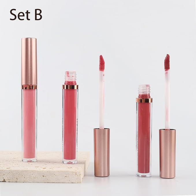 AMY'S DIARY Matte Plum Liquid Lipstick 3Pcs Sets,24-hour Lipstick Dark Deep Maroon Purple Brown Plum Red Lip Stain 24 Smudge Waterproof for Women (B#)