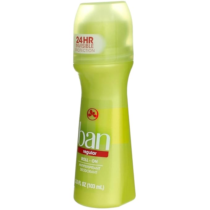 Ban Invisible Roll-on Antiperspirant Deodorant for Women and Men, 24-Hour Underarm Odor & Sweat Protection, Regular, 3.5 Oz, Pack of 2