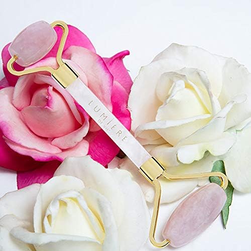 LUMIÈRE DE VIE Rose Quartz Roller, Facial Massager, Helps Aid in The Absorption of Treatments into The Skin, Reduces The Appearance of Puffiness & Signs of Aging, Market America (One Roller)