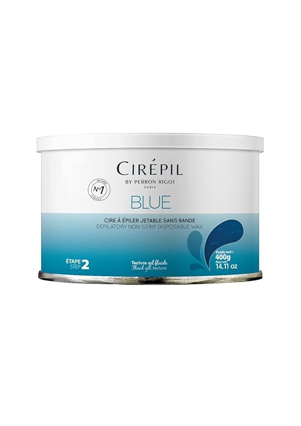Cirepil - Blue - 400g / 14.11 oz Hard Wax Tin - Face & Body Wax, Unscented & No Strip Needed - Perfect for Sensitive Skin & Brazilian Waxing - Fluid Gel Texture, Easy Hair-Removal