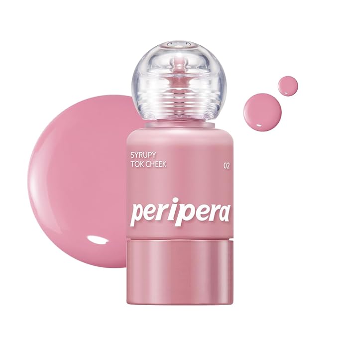PERIPERA SYRUPY TOK CHEEK 5 Colors, Liquid Blush, Dewy Finish and Hydrates All day, Soft Velvet Texture Face Cheek Tint (02 MILKY LAVENDER, One Size)