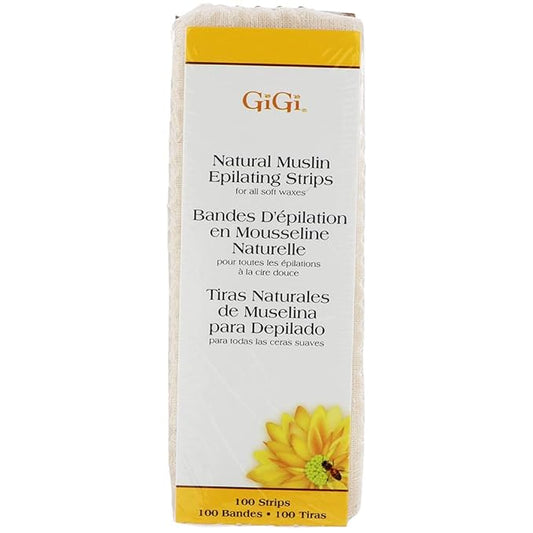 GiGi Waxing Strips for Hair Waxing/Hair Removal, Small Natural Muslin, 100 Epilating Strips