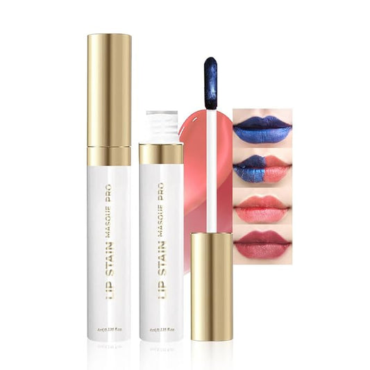 Lip Stain - Wipe-Off &Peel Off Lip Color | Waterproof, Long Lasting, Transfer-Resistant, Smudge-Proof Lip Tint | Easy Wipe Finish, High Pigment | All-Day Vibrant Kiss-Proof Lip Stain, 01#+09#