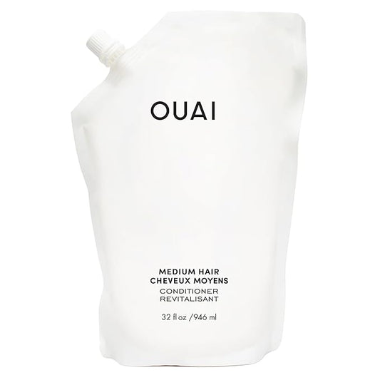 OUAI Medium Conditioner Refill - Hydrating Hair Conditioner with Coconut Oil, Babassu Oil, and Keratin - Strengthens, Repairs and Adds Shine - Paraben and Phthalate Free Hair Care Products (32 Oz)