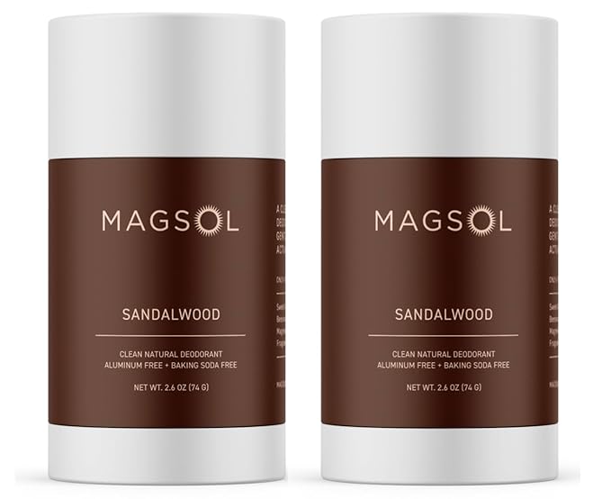 MAGSOL Natural Deodorant for Men, Aluminum Free Deodorant for Women (2 Pack) (Sandalwood)