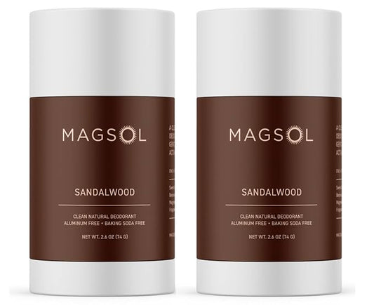 MAGSOL Natural Deodorant for Men, Aluminum Free Deodorant for Women (2 Pack) (Sandalwood)