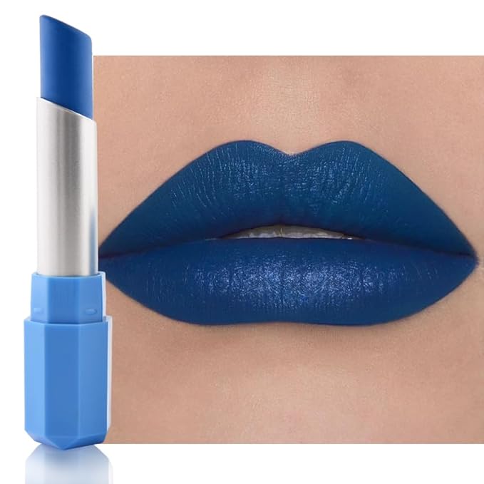 Nuetral Blue Matte Creamy Lipstick for Women, Longwear Lip Gloss Face Paint Stick, Lip Stick Stain Long Lasting Waterproof Easy Application Full Coverage Velvet Gloss for Party Halloween Makeup 15
