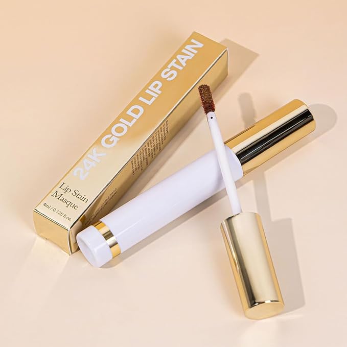 Light Brown Liquid Matte Lip Liner Stain Peel Off with Tweezer, Long Lasting, Waterproof New Gold Matte Lipstick Lip Gloss Tattoo for Women, Smudge-proof Non-Stick Cup Lip Tint Makeup 01#