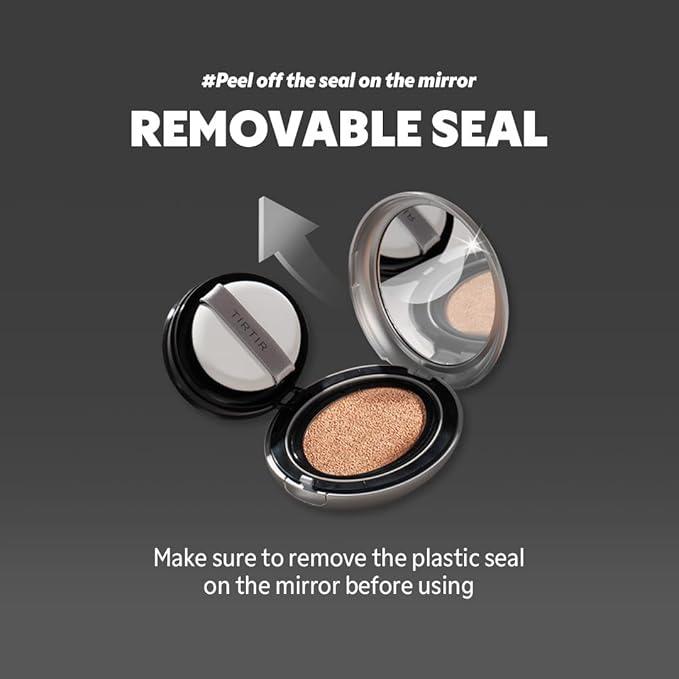 TIRTIR Mask Fit Aura Silver Cushion Foundation | Semi-glow Finish, Natural Coverage, Moisturizing, Lightweight, Korean cushion foundation (#21W Natural Ivory, Full Size, 0.63 Fl Oz)