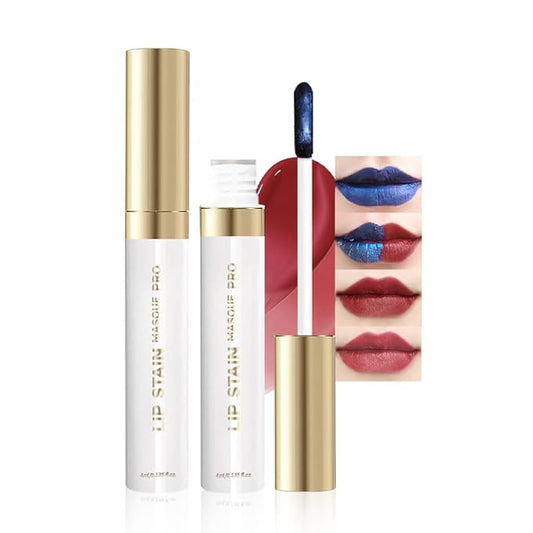 Lip Stain - Wipe-Off &Peel Off Lip Color | Waterproof, Long Lasting, Transfer-Resistant, Smudge-Proof Lip Tint | Easy Wipe Finish, High Pigment | All-Day Vibrant Kiss-Proof Lip Stain, 07#+09#