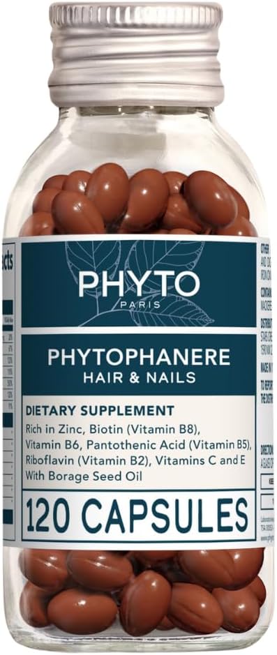 PHYTO Phytophanère 100% Natural Hair Loss Thinning Dietary Supplement, 2-Month Supply 120 Count (Pack of 1)