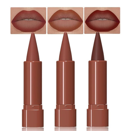 3Pcs Gradient Matte Lipstick Crayon Lip Liner pencil, Flawless Contour Gradual Ombre Effect lip Pencil, for Women Long Lasting Waterproof Smudge Proof Lipstick Pencil 02#+04#+08#