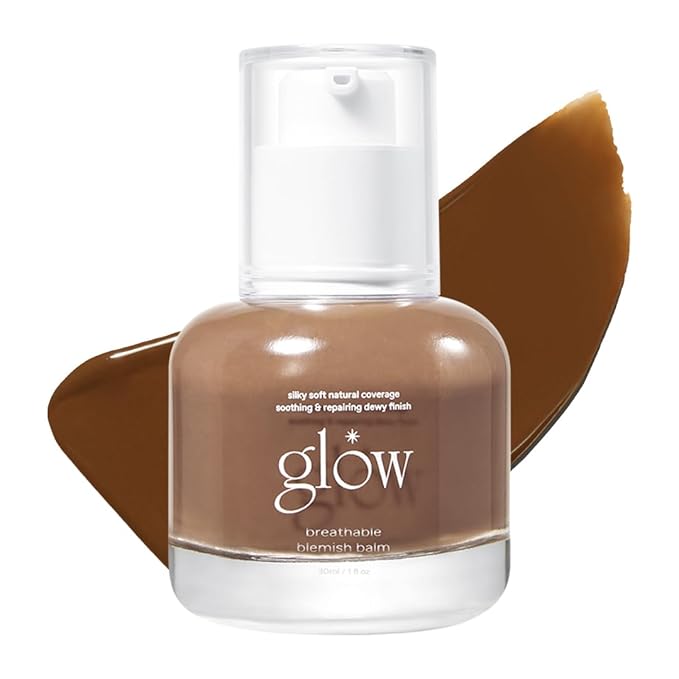 glow breathable blemish balm #brown | deep-coverage bb cream & tinted moisturizer | skincare-like finish with green tea leaf water infusion | healthy radiant non-comedogenic | 1 fl oz