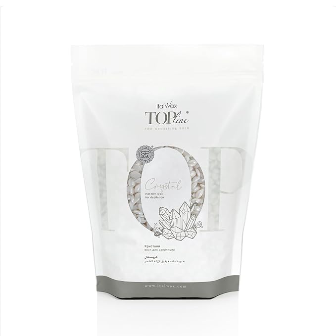 Italwax Top Line Crystal Hard Wax 1.65lb (750g)– Neutral White Ultra-Delicate Formula with No Fragrance or Colorants, Ideal for Reactive Skin & Facial Areas – Made in Italy