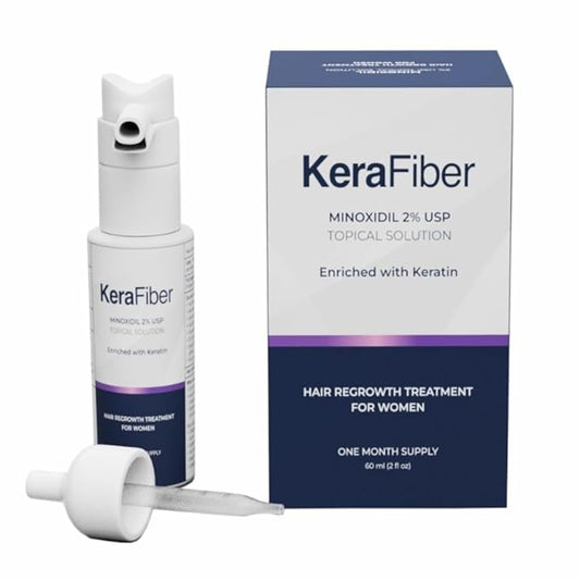 KeraFiber Minoxidil 2% for Women Hair Regrowth Treatment | Enriched with Keratin | Topical Solution for Hair Loss & Thinning Hair | 2 Fl Oz (60ml) - 1 Month Supply