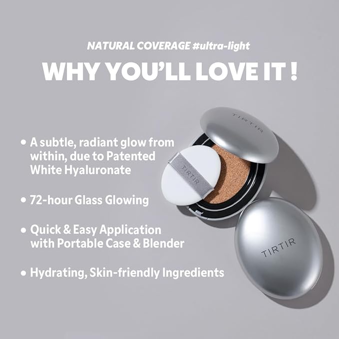 [*Mini Size*] TIRTIR Aura Glow Silver Cushion | Korean Cushion Foundation, (#43N Deep Cocoa, 0.15 Fl Oz)