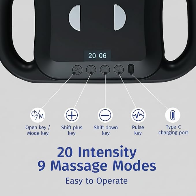 Belovedone 6-Head Massage Gun Set Deep Tissue Percussion Massager with 9 Modes & 20 Intensities, Muscle Massager Pain Relief, Percussion Massage Gun for Back/Shoulders/Legs/Foot/Waists (Black)