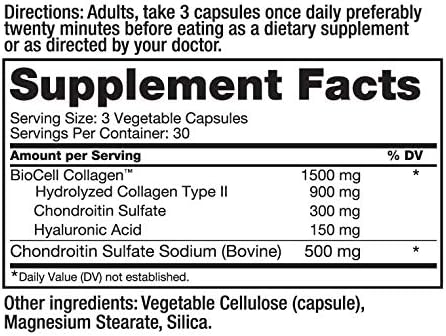 Roex Vitamins | Collagen II Plus | Vegetable Capsules | Organic | Joint Health | Anti-Aging | 90 Count