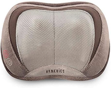 Homedics Back and Neck Massager, Portable Shiatsu All Body Massage Pillow with Heat, Targets Upper and Lower Back, Neck and Shoulders. Lightweight for Travel