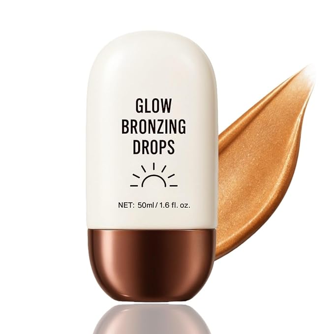 Bronzing Drops, Lightweight Luminous Bronzing Lotion for Face & Body, Buildable Waterproof Sun-Kissed Glow, Natural Glow Enhancer to Mix with Moisturizer or Foundation, #2 Medium