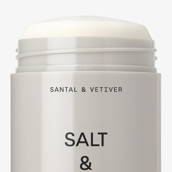 SALT & STONE Aluminum Free Deodorant | Extra Strength 48 Hour Protection for Women & Men | Made with Seaweed Extracts, Niacinamide & Prebiotics (Santal & Vetiver)