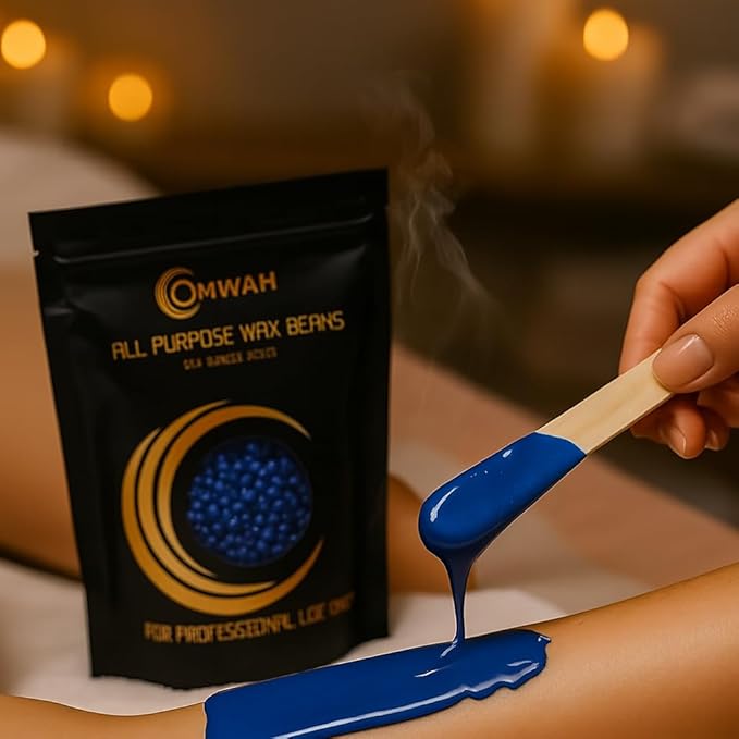 OMWAH Hard Wax Beads for Hair Removal, Brazilian Wax Beads, Natural Beeswax for all Skin type- Bikini, Face, Body & Armpits, Professional & Home Use, All-Purpose Wax Beans, Sea Breeze Scent, 1lb Bag