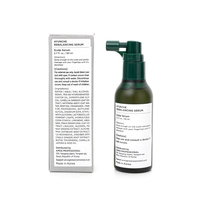AYUNCHE Rebalancing Hair Serum 2.7 fl. oz. (80ml) [For All Hair Types] | Hair Root Protection & Strengthening | Scalp cooling effect | Biotin and probiotics | Korean Salon Brand