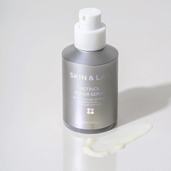 [SKIN&LAB] Retinol Repair Serum | Contains Vegan Retinol, Bakuchiol and Peptides| For Reduce Wrinkles & Fine Lines, Smoothing | Daily Facial Essence | For Sensitive Skin Type | 1.01 fl.oz