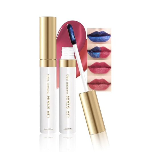 Lip Stain - Wipe-Off &Peel Off Lip Color | Waterproof, Long Lasting, Transfer-Resistant, Smudge-Proof Lip Tint | Easy Wipe Finish, High Pigment | All-Day Vibrant Kiss-Proof Lip Stain, 05#+09#