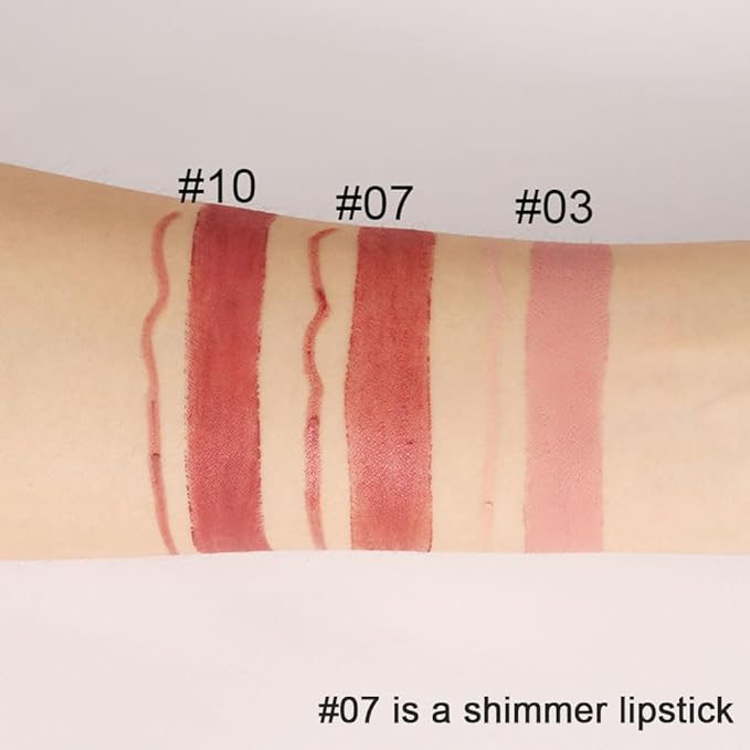 evpct 1Pcs Rose Gold Metallic Lip Liner and Lipstick Set Kit for Women Lips Kit with Lip Liner Lip Stains Long Lasting Waterproof 24 Hour Lipstick and Lip Liners Combo Lipliners Pencil Set 07#