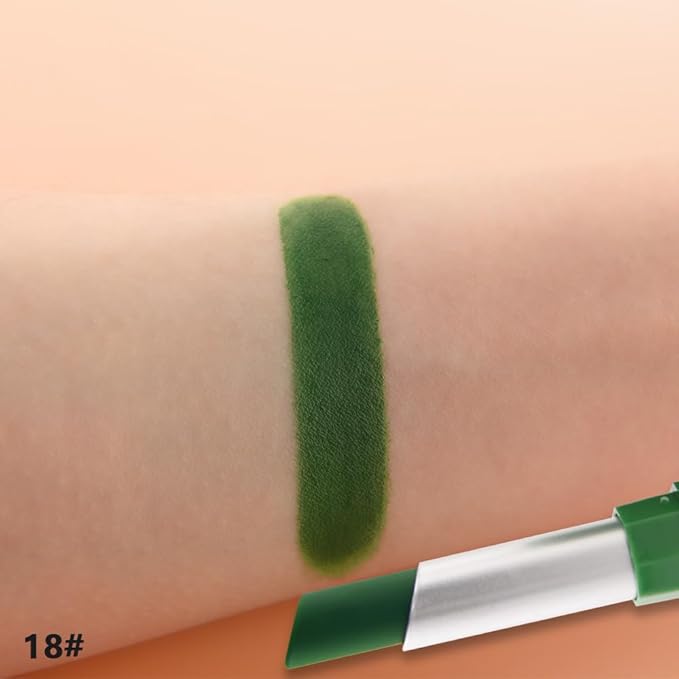 Sea Green Matte Creamy Lipstick for Women, Longwear Lip Gloss Face Paint Stick, Lip Stick Stain Long Lasting Waterproof Easy Application Full Coverage Velvet Gloss for Party Halloween Makeup 18