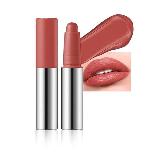 Burnt Coral Matte Lipstick Crayon – Waterproof Long Lasting Lip Liner Pencil, High Pigment Creamy Velvet Lipstick, Non-Drying Lip Color for Women, 05#
