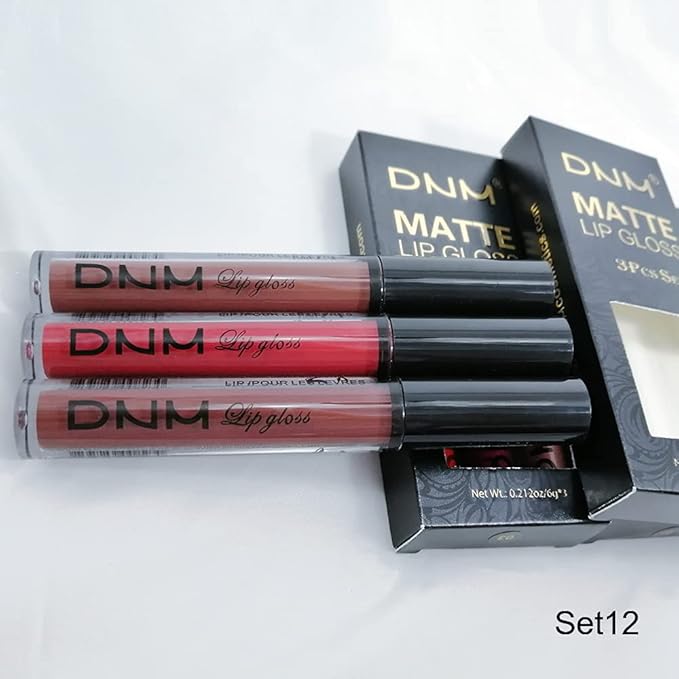 evpct 3Pcs Matte 24-hour Liquid Lipstick Sets, Dark Ruby Brown Red Permanent Stay on Lipstick Lip Set for Black Women Long Lasting 24 Hours Smudge Proof labiales matte labial mate larga duracion 24 02