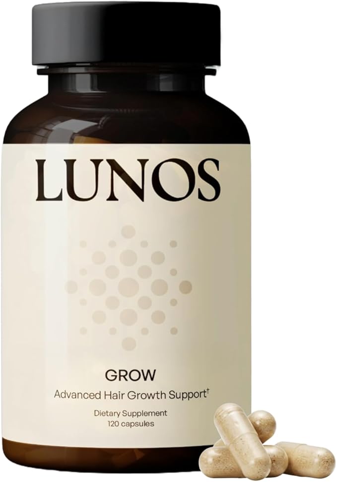 Lunos Grow Hair Growth Supplements - 17 Ingredient Formula with Biotin, Saw Palmetto, & Marine Collagen for Thicker, Fuller Hair - Hair Growth Vitamins for Women & Men