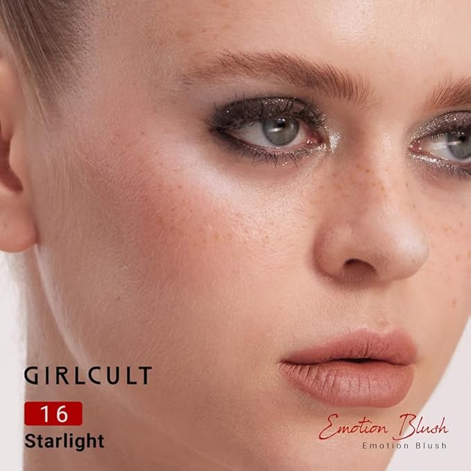 Brightening Blush Highlighter – Satin Glow in Pearlescent White, Multi-Use Face Highlighter & Powder Blush, Buildable Natural Glow for Cheeks (#16)