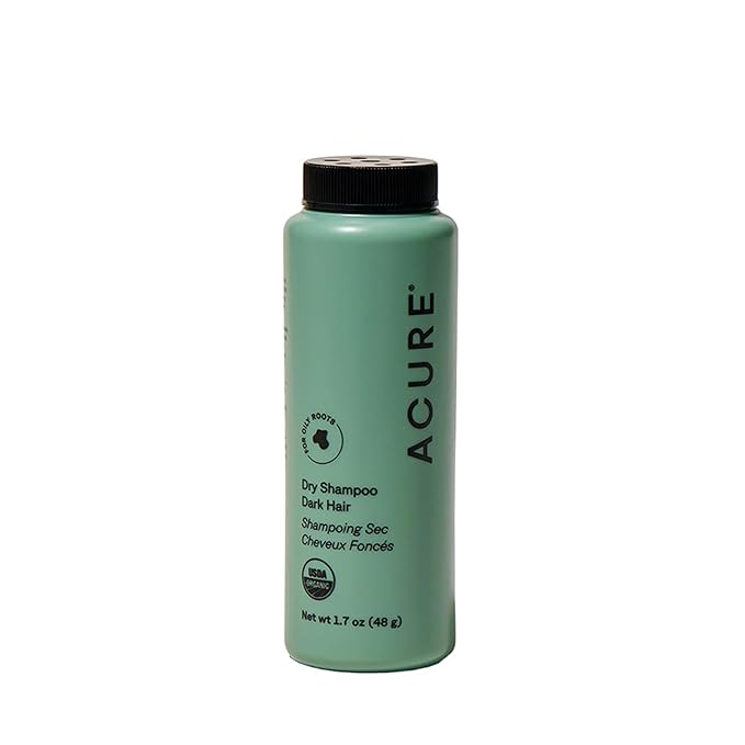 Acure Dry Shampoo - Mini Powder Dry Shampoo for Women with Brunette & Dark Hair, Care to Refresh Treated Color Tinted Hair with Rosemary & Cocoa, Non Aerosol, Clean, 100% Vegan - 1.7 oz Travel Size
