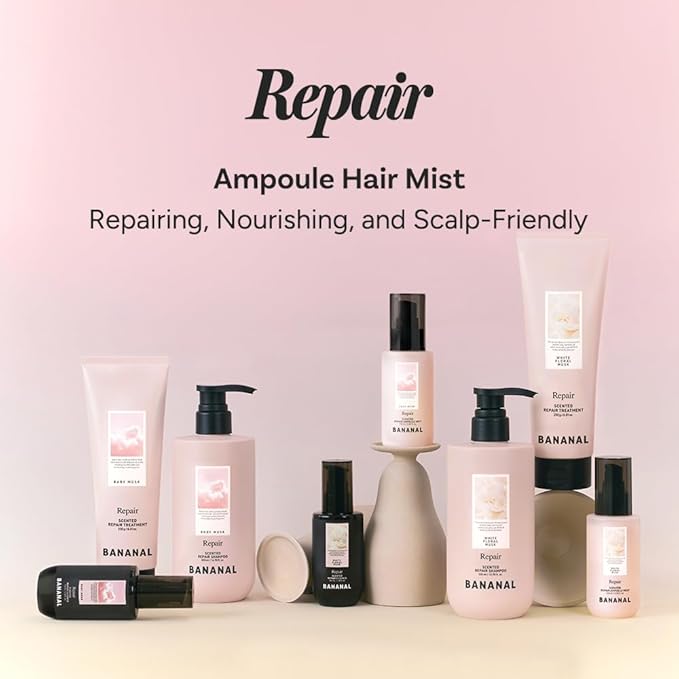 Korean Hair Serum Mist – Argan Oil & Silk Protein Ampoule for Nourishing, Frizz Control & Glass Hair Shine – Baby Musk, 100ml / 3.38 fl oz