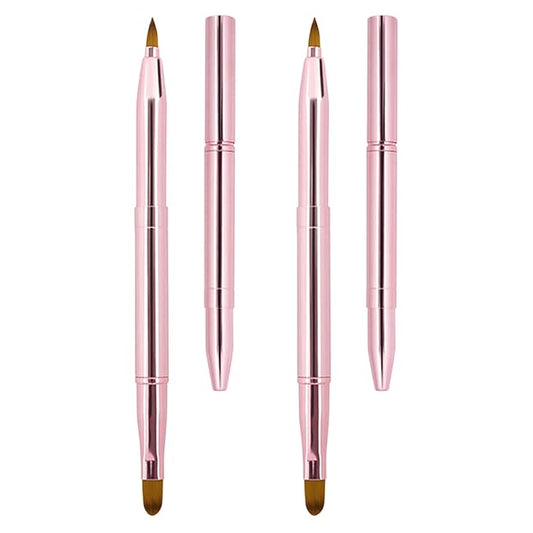 Unaone [2 Pack] Lip Brush for Lipstick, Retractable Lip Brushes, Dual-ended Makeup Brush for Lipstick Lip Gloss, Include Lid
