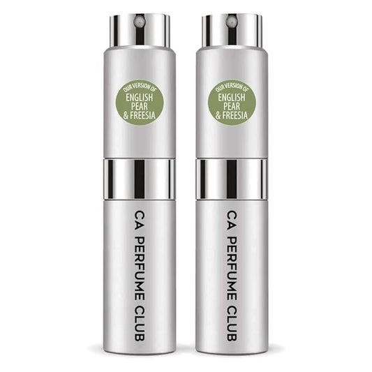 CA Perfume Impression of English Pear & Freesia for Women and Men Chypre Fruity Scent Long Lasting Unisex Fragrance Eau De Parfum Travel Size Refillable Atomizer Spray 0.27 Fl Oz 8ml (Pack of 2)