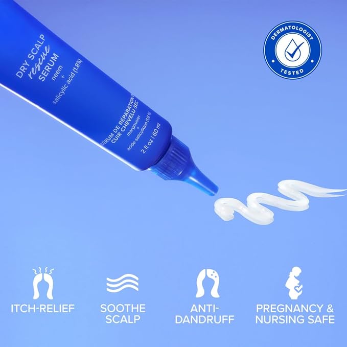 AAVRANI Scalp Rescue Serum - Salicylic Acid Treatment For Dandruff, Itchiness, & Scalp Build Up - With Oatmeal & Neem to Soothe - Vegan - 2 Fl Oz