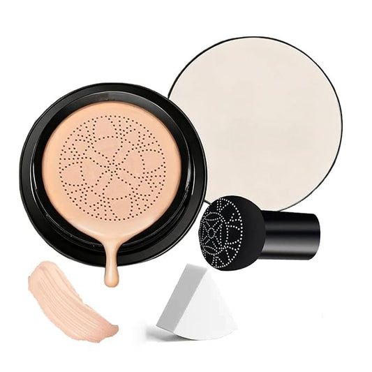 VerveFields，Foundation Cushion Concealer,Mushroom Head Air Cushion Cream, BB Cream Face Makeup Foundation,Moisturizing Long-Lasting, Even Skin Tone for All Skin Types (Warm Tone)