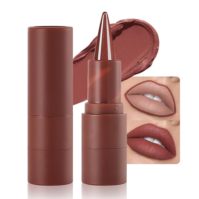 AMY'S DIARY Matte Crayon Lip Liner Lipstick Makeup, Precision Tip Matte Lip Crayon, Longwear Up To 24Hrs,Matt Lip Liner Make Up Smudge-Proof Lip Contour Waterproof for Women (Caramel Brulee, Regular)